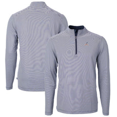 MLB Atlanta Braves Cutter & Buck Americana Logo Virtue Eco Pique Stripe Recycled Quarter-Zip Pullover Top