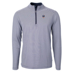 MLB Chicago Cubs Cutter & Buck Americana Logo Virtue Eco Pique Stripe Recycled Quarter-Zip Pullover Top