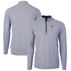 MLB New York Mets Cutter & Buck Americana Logo Virtue Eco Pique Stripe Recycled Quarter-Zip Pullover Top