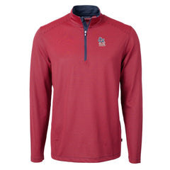 MLB St. Louis Cardinals Cutter & Buck Americana Logo Virtue Eco Pique Stripe Recycled Quarter-Zip Pullover Top