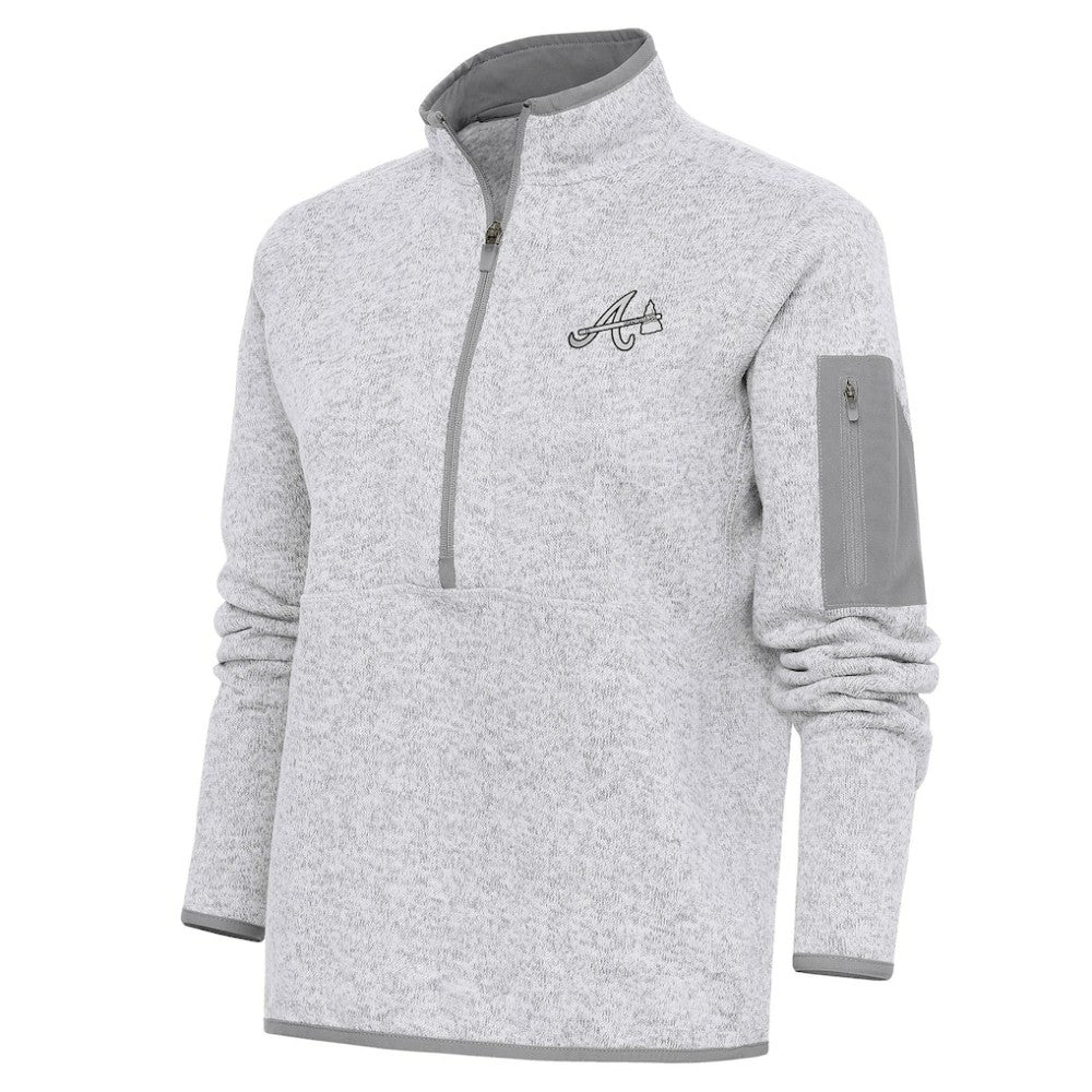 MLB Atlanta Braves Antigua Women's Brushed Metallic Fortune Half-Zip Pullover Jacket