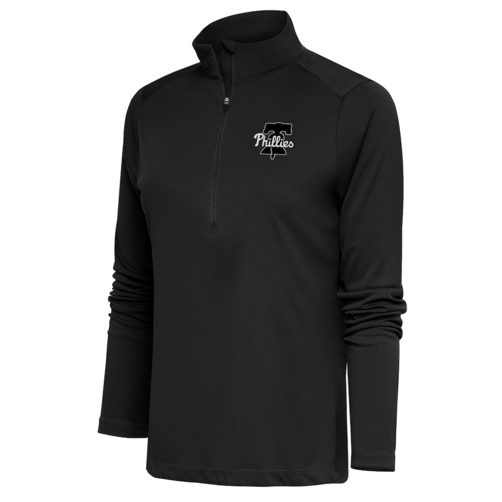 MLB Philadelphia Phillies Antigua Women's Brushed Metallic Tribute Half-Zip Pullover Top