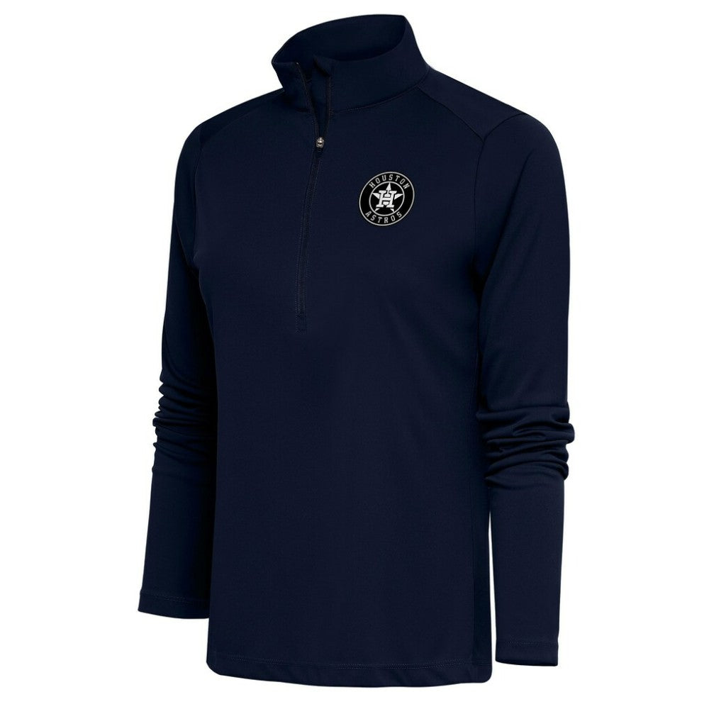 MLB Houston Astros Antigua Women's Brushed Metallic Tribute Half-Zip Pullover Top