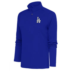 MLB Los Angeles Dodgers Antigua Women's Brushed Metallic Tribute Half-Zip Pullover Top