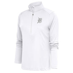 MLB Detroit Tigers Antigua Women's Brushed Metallic Tribute Half-Zip Pullover Top