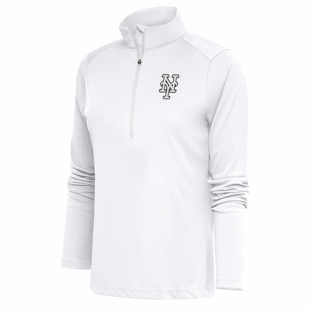 MLB New York Mets Antigua Women's Brushed Metallic Tribute Half-Zip Pullover Top
