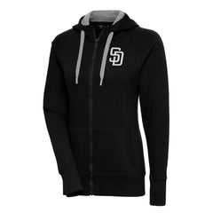 MLB San Diego Padres Antigua Women's Brushed Metallic Victory Full-Zip Hoodie