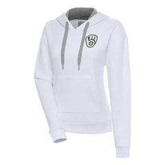 MLB Milwaukee Brewers Antigua Women's Brushed Metallic Victory Pullover Hoodie
