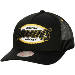 NHL Black Boston Bruins Mitchell & Ness Team Seal Trucker Snapback Hat