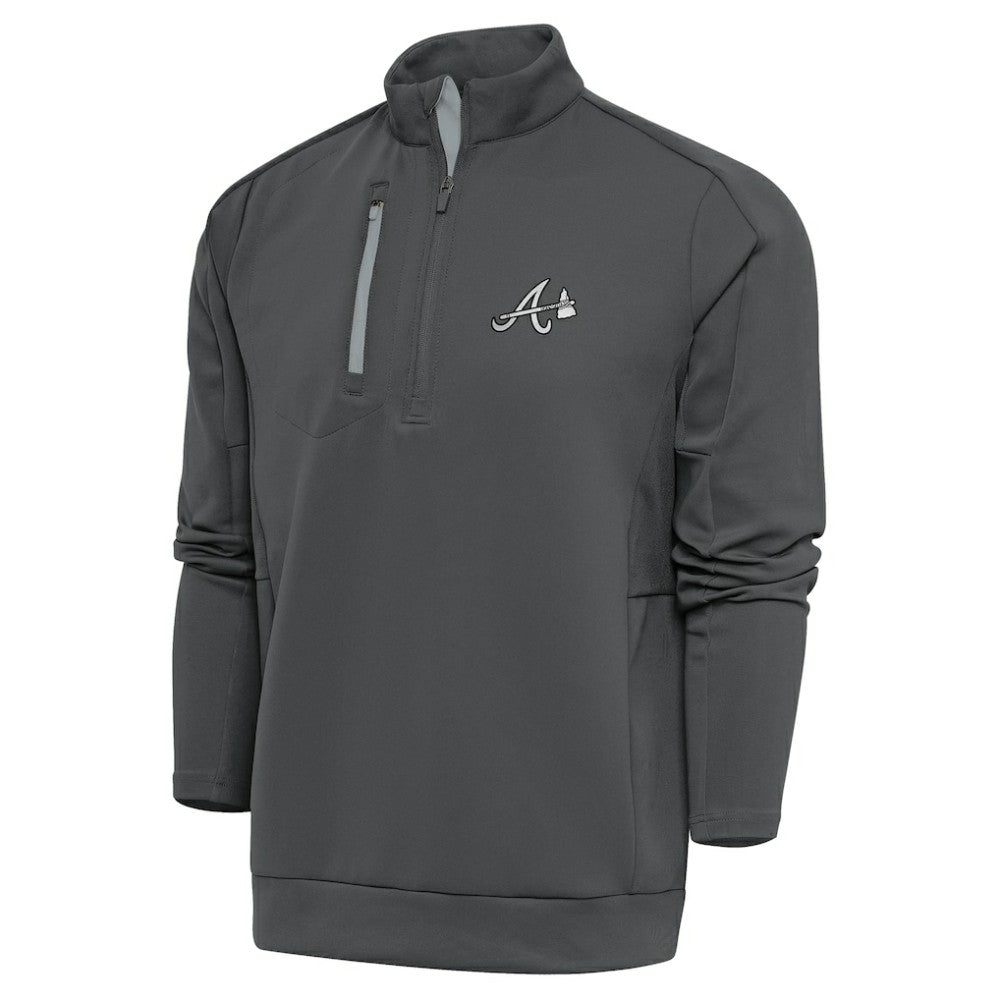MLB Atlanta Braves Antigua Metallic Generation Quarter-Zip Pullover Top