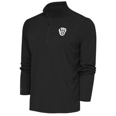 MLB Milwaukee Brewers Antigua Metallic Tribute Quarter-Zip Top