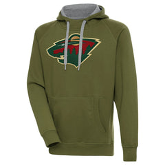 NHL Olive Minnesota Wild Antigua Victory Pullover Hoodie
