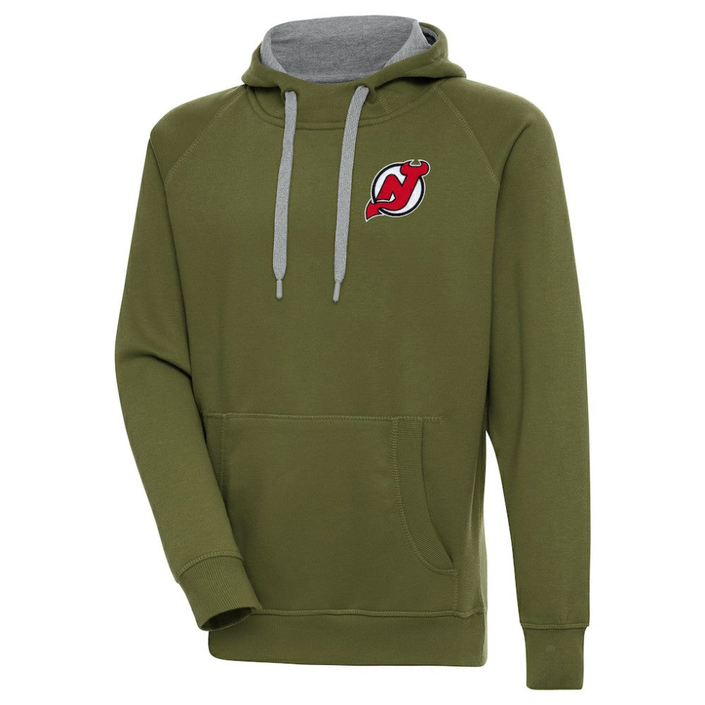 NHL Olive New Jersey Devils Antigua Victory Pullover Hoodie