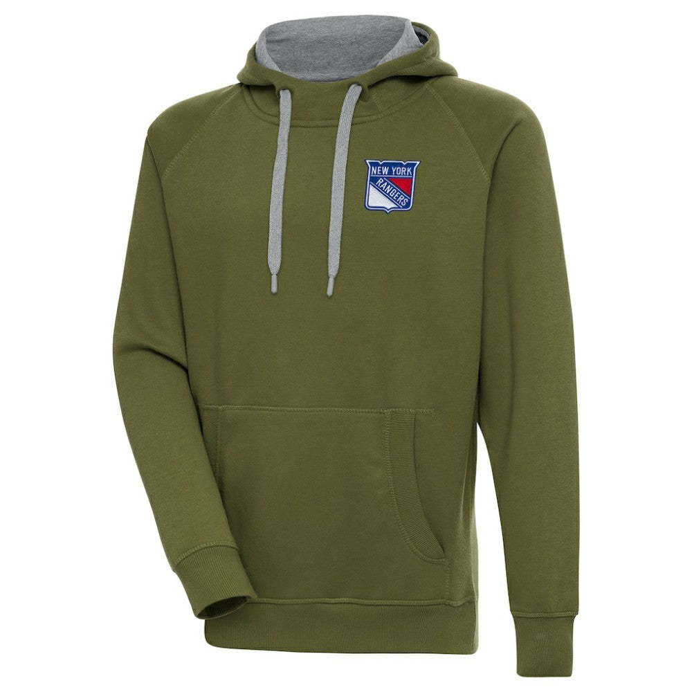 NHL Olive New York Rangers Antigua Victory Pullover Hoodie