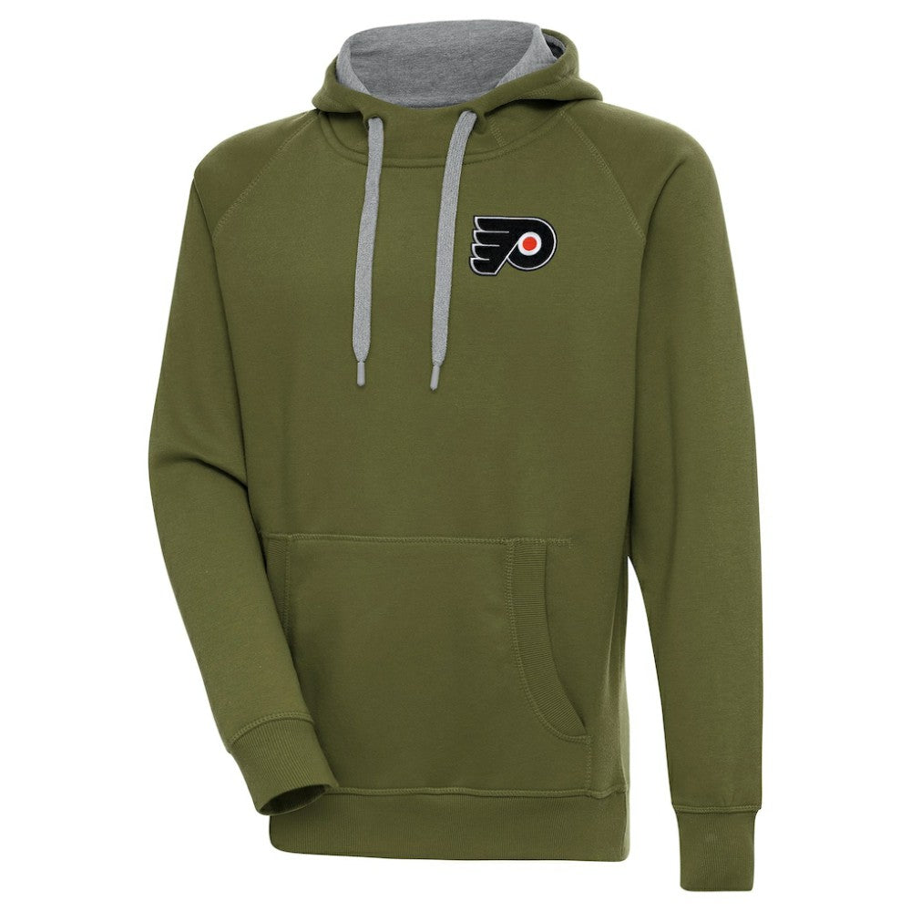 NHL Olive Philadelphia Flyers Antigua Victory Pullover Hoodie