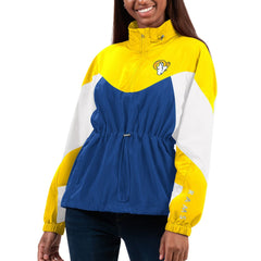 G-III 4Her by Carl Banks Women's Tie Breaker Lightweight Quarter-Zip Jacket - Los Angeles Rams