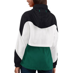 G-III 4Her by Carl Banks Women's Tie Breaker Lightweight Quarter-Zip Jacket - New York Jets