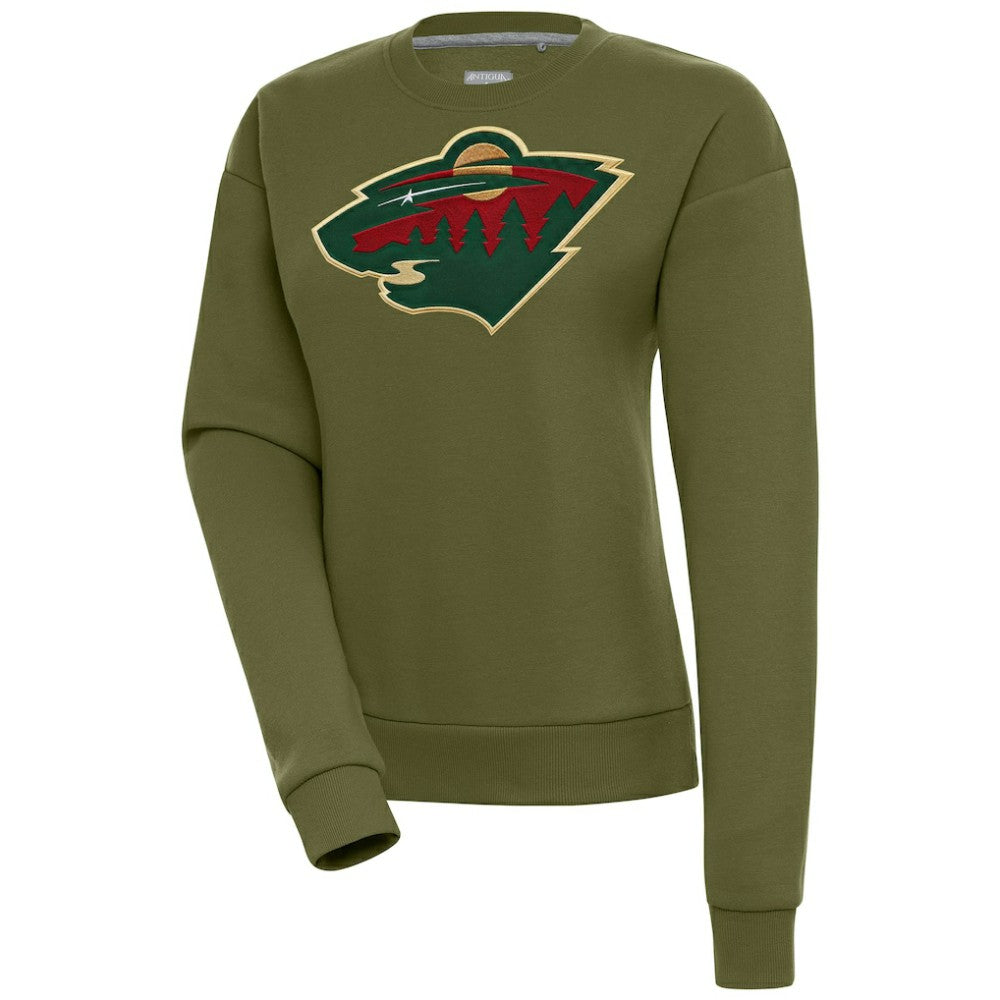 NHL Olive Minnesota Wild Antigua Women's Victory Pullover Sweatshirt