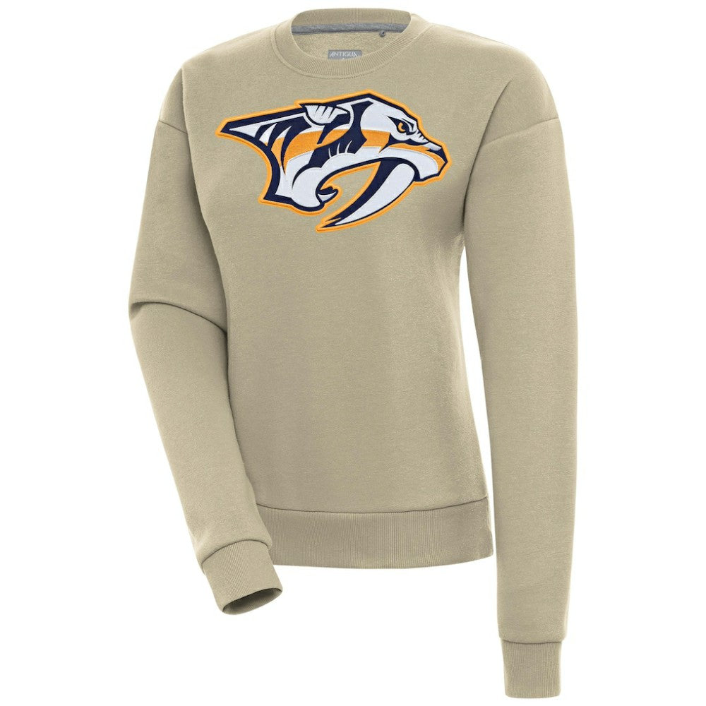 NHL Khaki Nashville Predators Antigua Women's Victory Pullover Sweatshirt