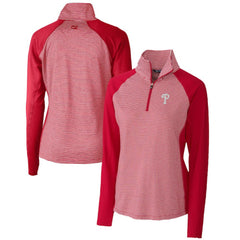 MLB Philadelphia Phillies Cutter & Buck Women's DryTec Forge Tonal Stripe Half-Zip Top
