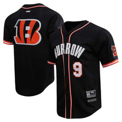 Joe Burrow Pro Standard Mesh Baseball Button-Up T-Shirt - Cincinnati Bengals