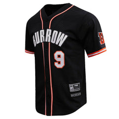 Joe Burrow Pro Standard Mesh Baseball Button-Up T-Shirt - Cincinnati Bengals