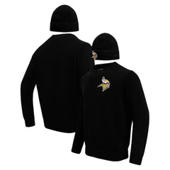 Pro Standard Crewneck Pullover Sweater & Cuffed Knit Hat Box Gift Set - Minnesota Vikings