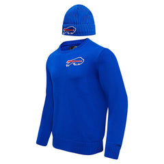 Pro Standard Crewneck Pullover Sweater & Cuffed Knit Hat Box Gift Set - Buffalo Bills