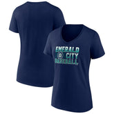 MLB Seattle Mariners Women's Hometown Emerald Baseball V-Neck T-Shirt