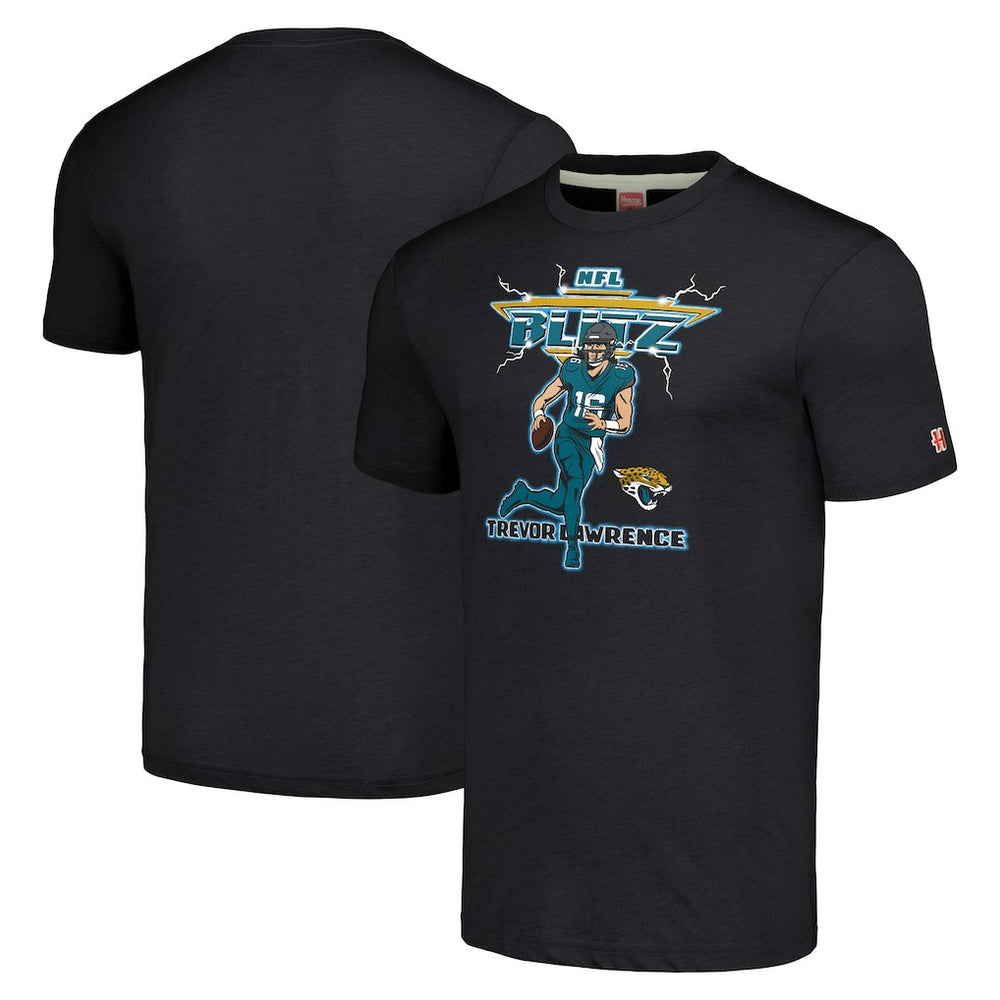 Trevor Lawrence Homage Unisex NFL Blitz Player Tri-Blend T-Shirt - Jacksonville Jaguars