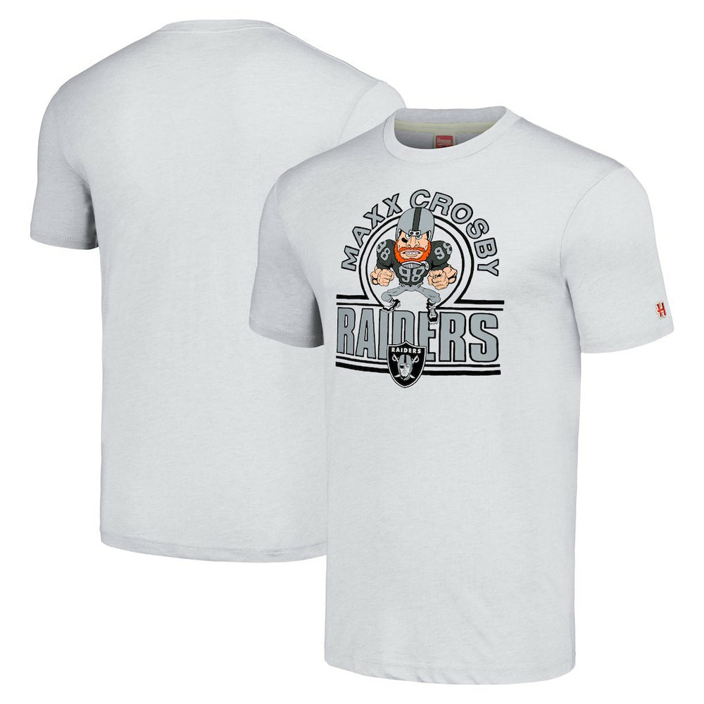 Maxx Crosby Homage Unisex Caricature Player Tri-Blend T-Shirt - Las Vegas Raiders