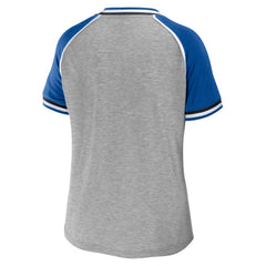 WEAR by Erin Andrews Women's Cropped Raglan Throwback V-Neck T-Shirt - Indianapolis Colts