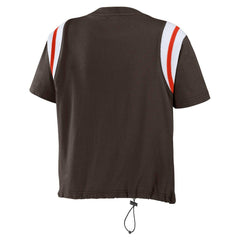 WEAR by Erin Andrews Women's Cinched Colorblock T-Shirt - Cleveland Browns