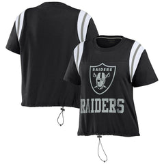 WEAR by Erin Andrews Women's Cinched Colorblock T-Shirt - Las Vegas Raiders
