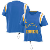 WEAR by Erin Andrews Women's Cinched Colorblock T-Shirt - Los Angeles Chargers