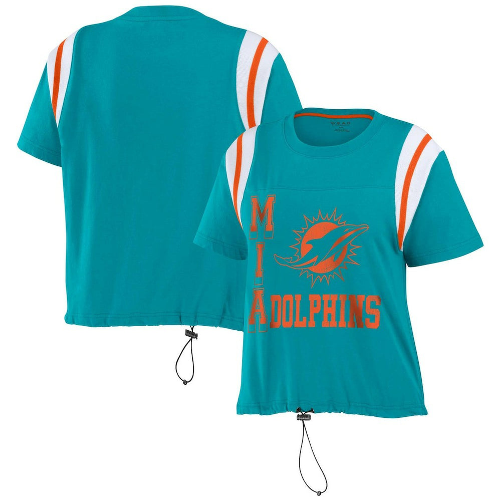 WEAR by Erin Andrews Women's Cinched Colorblock T-Shirt - Miami Dolphins