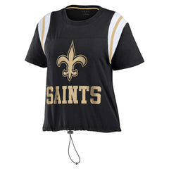 WEAR by Erin Andrews Women's Cinched Colorblock T-Shirt - New Orleans Saints