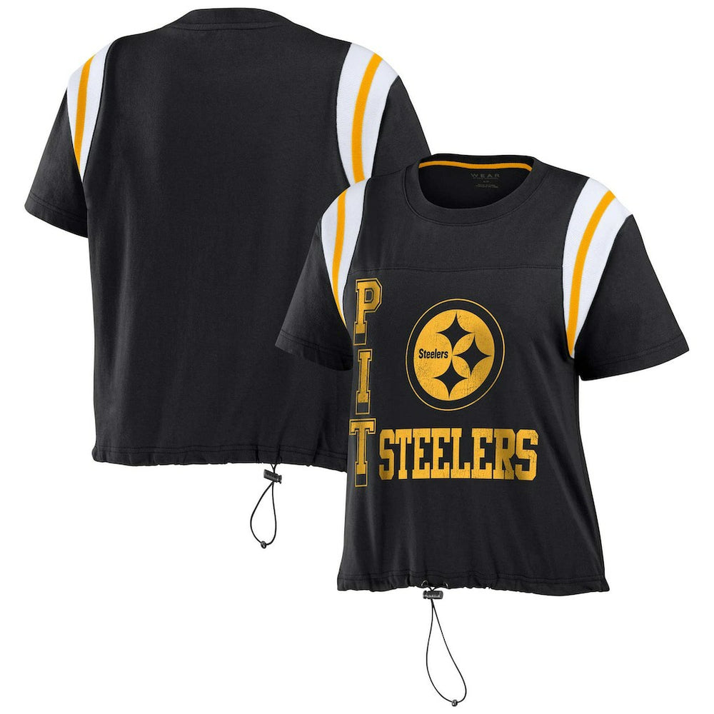 WEAR by Erin Andrews Women's Cinched Colorblock T-Shirt - Pittsburgh Steelers