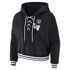 WEAR by Erin Andrews Women's Lace-Up Pullover Hoodie - Las Vegas Raiders