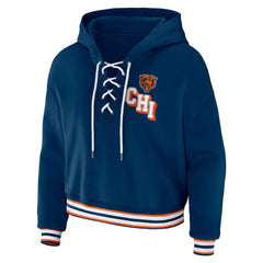 WEAR by Erin Andrews Women's Plus Size Lace-Up Pullover Hoodie - Chicago Bears