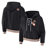 WEAR by Erin Andrews Women's Plus Size Lace-Up Pullover Hoodie - Cincinnati Bengals
