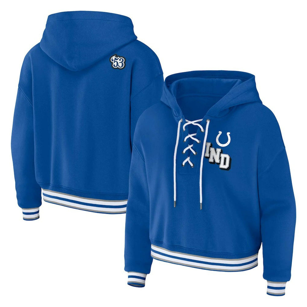 WEAR by Erin Andrews Women's Plus Size Lace-Up Pullover Hoodie - Indianapolis Colts