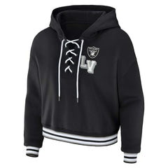 WEAR by Erin Andrews Women's Plus Size Lace-Up Pullover Hoodie - Las Vegas Raiders