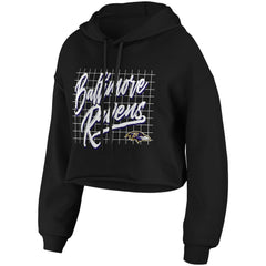 WEAR by Erin Andrews Women's Domestic Cropped Pullover Hoodie - Baltimore Ravens