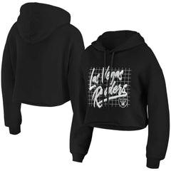 WEAR by Erin Andrews Women's Domestic Cropped Pullover Hoodie - Las Vegas Raiders