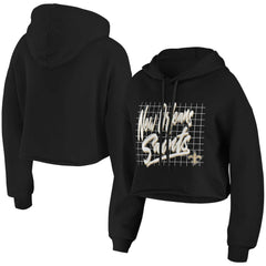 WEAR by Erin Andrews Women's Domestic Cropped Pullover Hoodie - New Orleans Saints