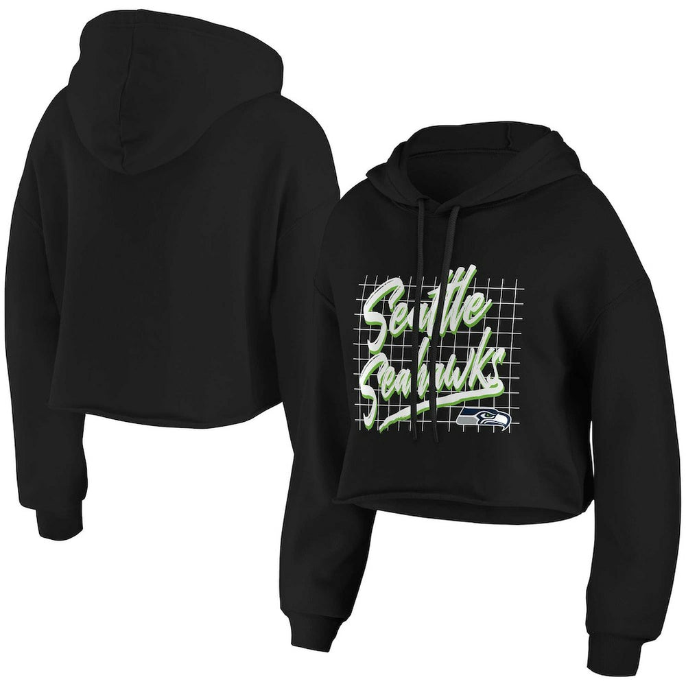WEAR by Erin Andrews Women's Domestic Cropped Pullover Hoodie - Seattle Seahawks