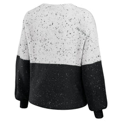 WEAR by Erin Andrews Women's Lighweight Modest Crop Color-Block Pullover Sweater - Las Vegas Raiders