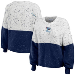 WEAR by Erin Andrews Women's Lighweight Modest Crop Color-Block Pullover Sweater - Tennessee Titans