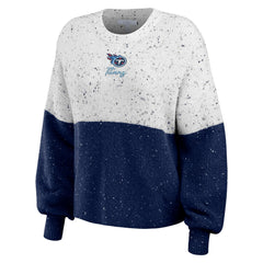 WEAR by Erin Andrews Women's Lighweight Modest Crop Color-Block Pullover Sweater - Tennessee Titans
